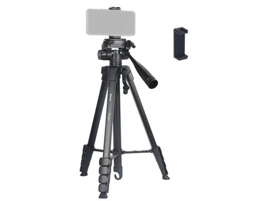 JMARY KP-2201 Smartphone / Camera Live Photography Tripod Portable 1.7m Adjustable Stand with Phone Clip - Black